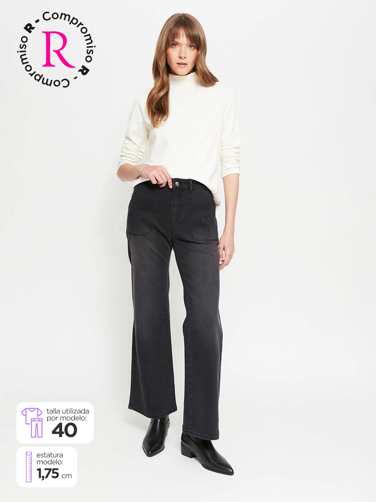 AZIZ JEANS MUJER AZIZ ALGODÓN WIDELEG LAVADO