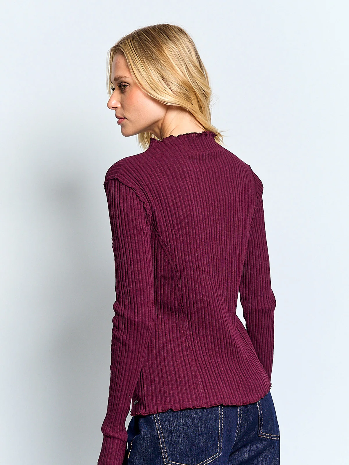 POLERA MUJER BARBADOS ALGODÓN CUELLO ALTO MANGA LARGA - 2