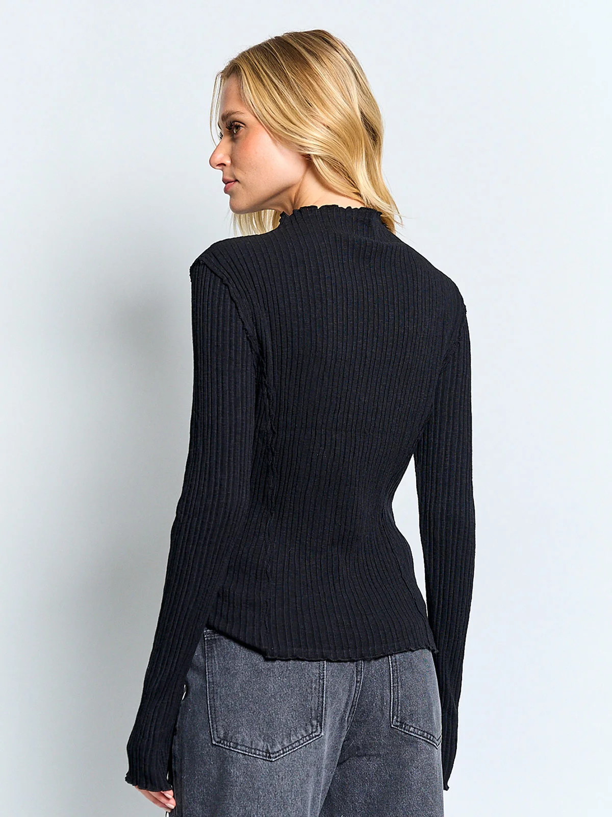 POLERA MUJER BARBADOS ALGODÓN CUELLO ALTO MANGA LARGA - 2