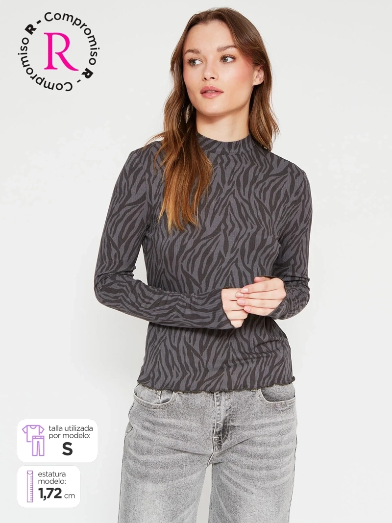 POLERA MUJER BARBADOS MANGA LARGA PRINT - 1