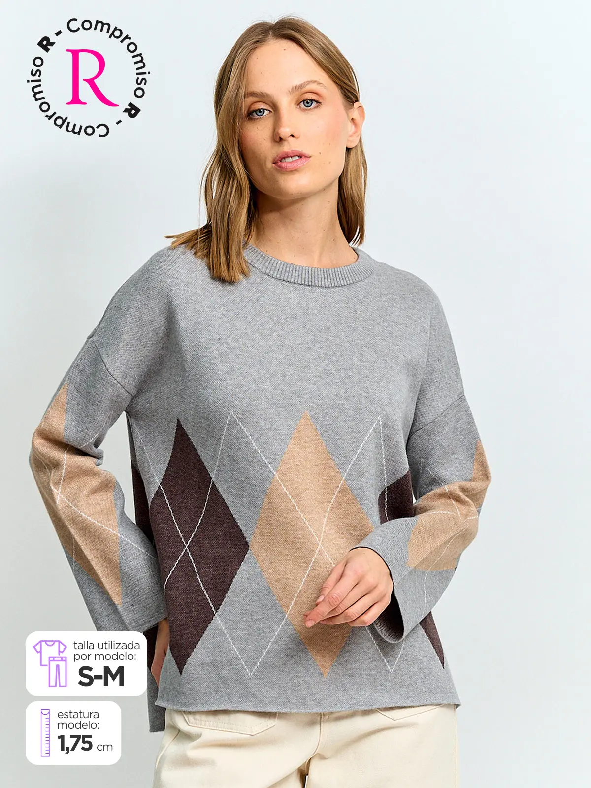 SWEATER MUJER CACHAREL CUELLO REDONDO MANGA LARGA - 1