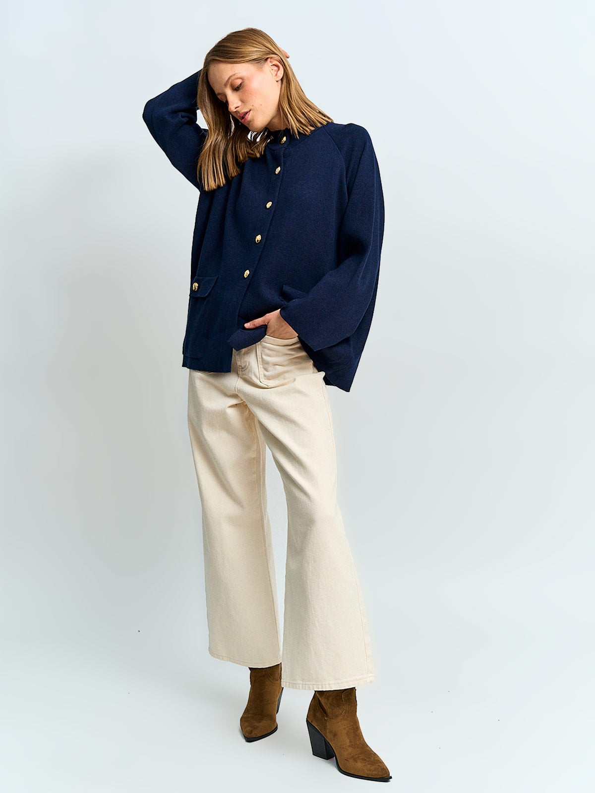 CARDIGAN MUJER CACHAREL BOTONES Y CUELLO ALTO - 4