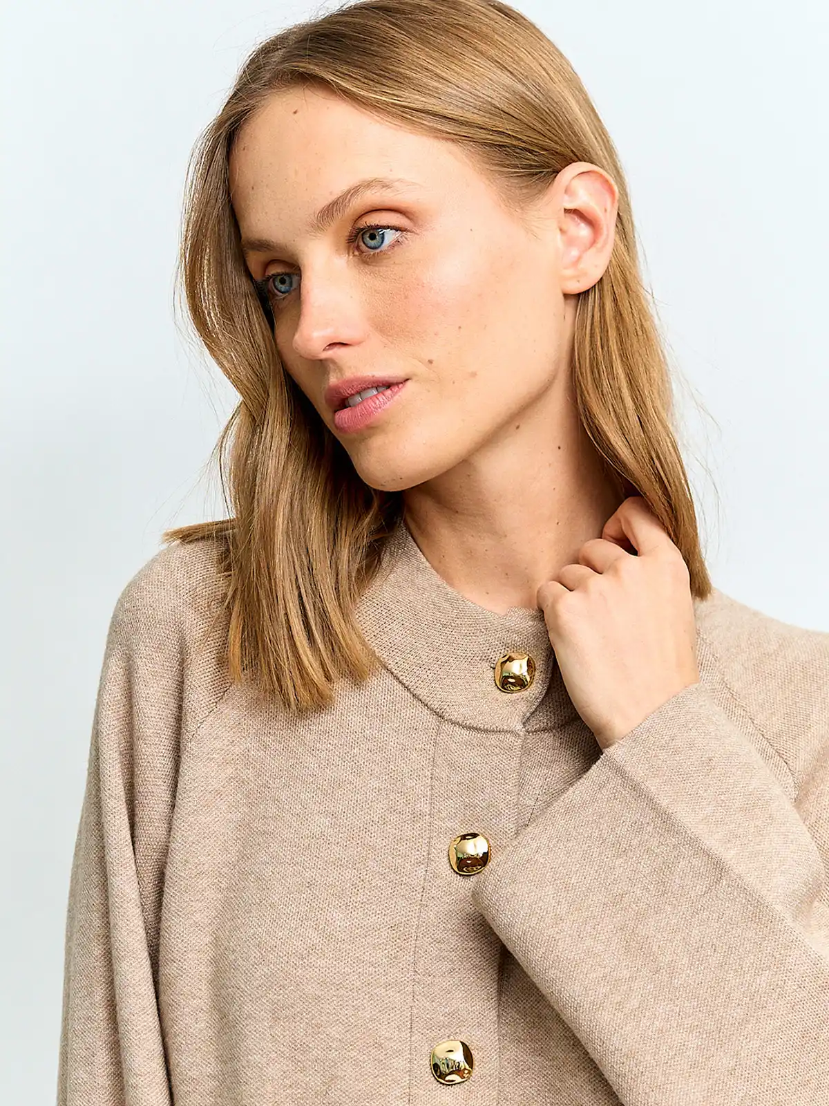 CARDIGAN MUJER CACHAREL BOTONES Y CUELLO ALTO - 3