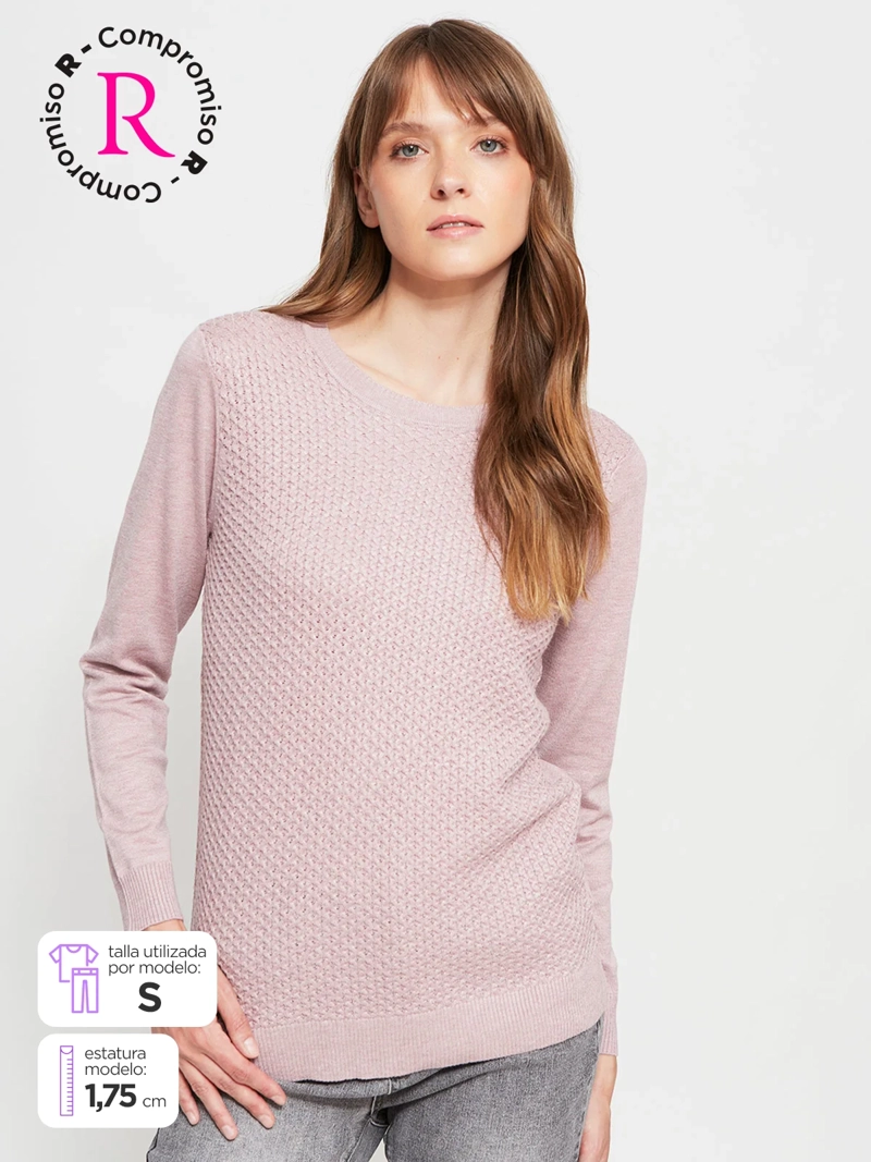 SWEATER MUJER AZIZ BÁSICO TRENZADO - 1