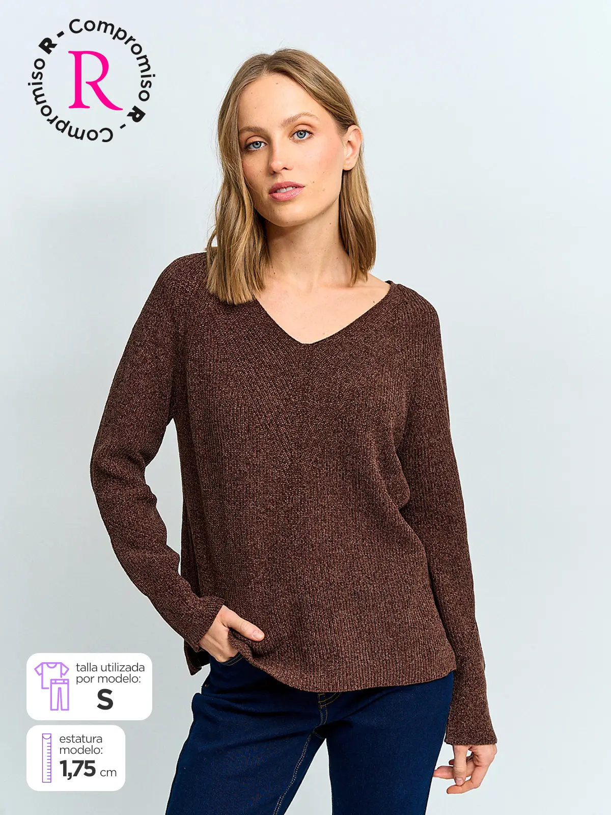 SWEATER MUJER AZIZ CUELLO EN V - 1