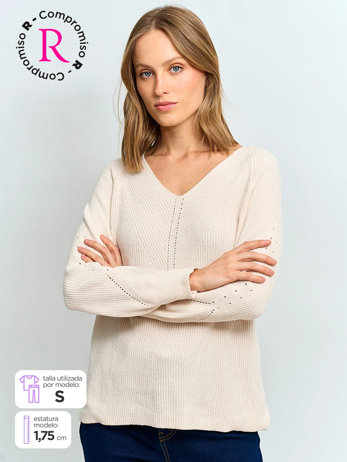 SWEATER MUJER AZIZ CUELLO EN V - 1