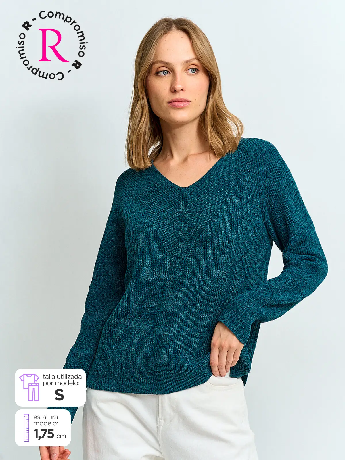 SWEATER MUJER AZIZ CUELLO EN V - 1