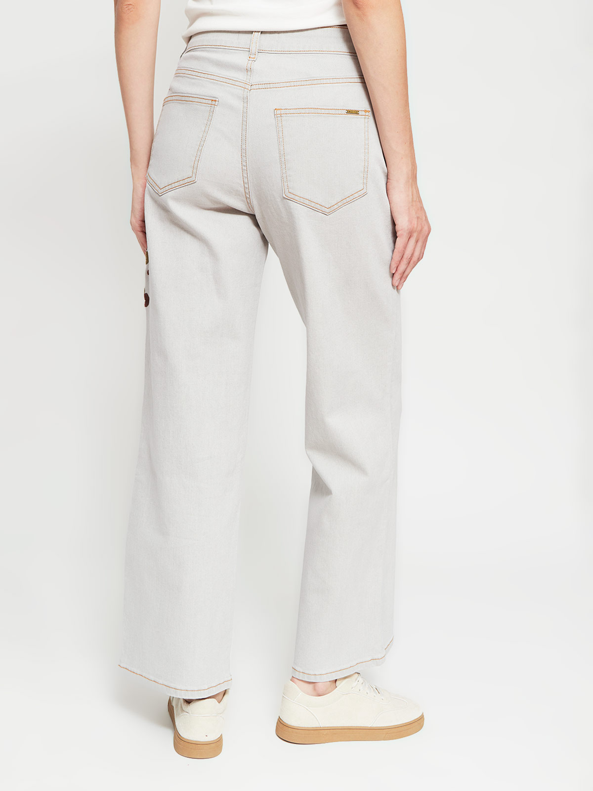 JEANS MUJER AZIZ ALGODÓN REGULAR BORDADO FLOR - 3