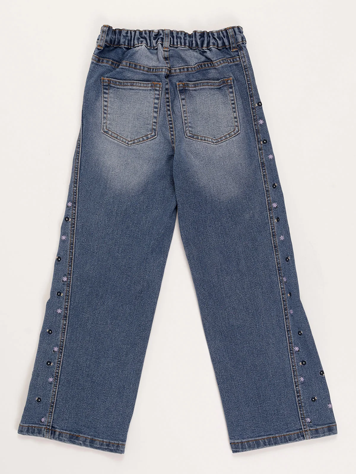 JEANS  NIÑA HARVEST WIDE BORDADO - 2