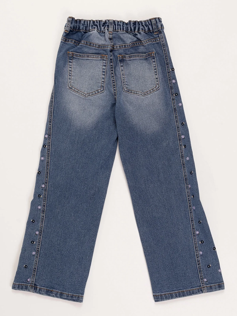 JEANS  NIÑA HARVEST WIDE BORDADO - 2