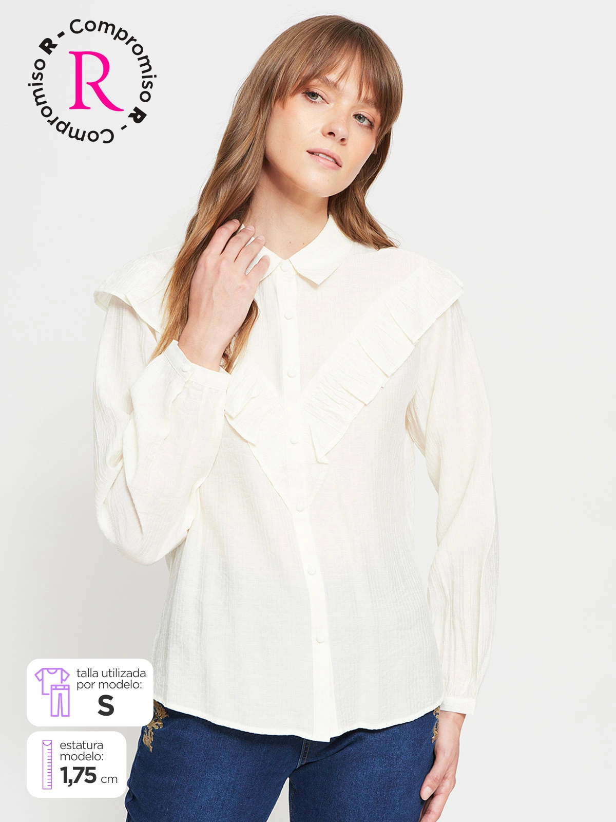 BLUSA MUJER AZIZ MANGA LARGA VUELOS - 1