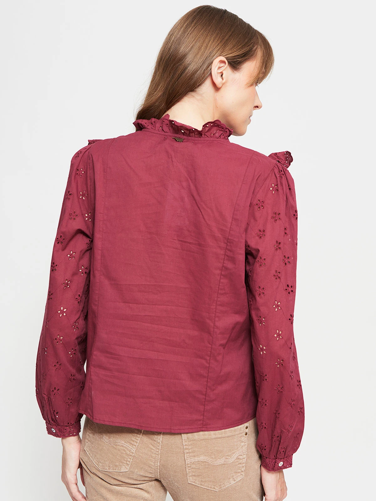 BLUSA MUJER TATIENNE ALGODÓN MANGA LARGA VUELOS - 2