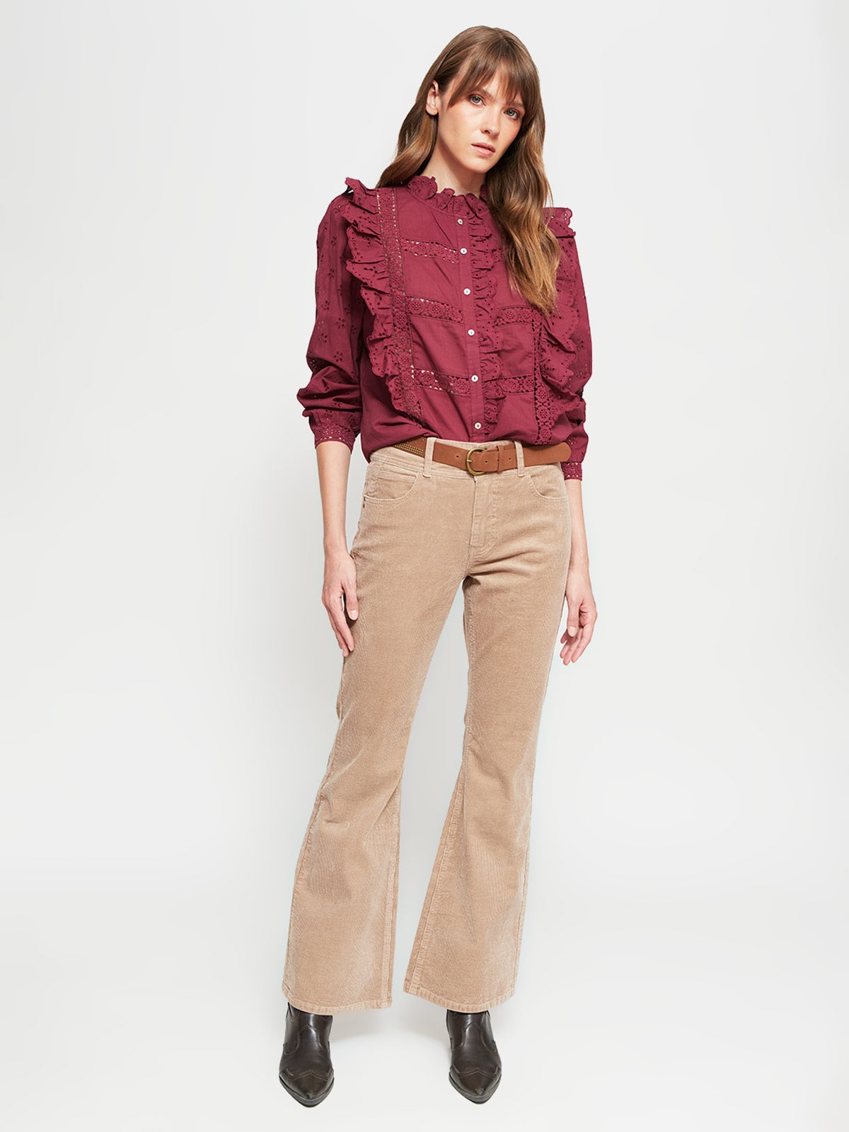 BLUSA MUJER TATIENNE ALGODÓN MANGA LARGA VUELOS - 4
