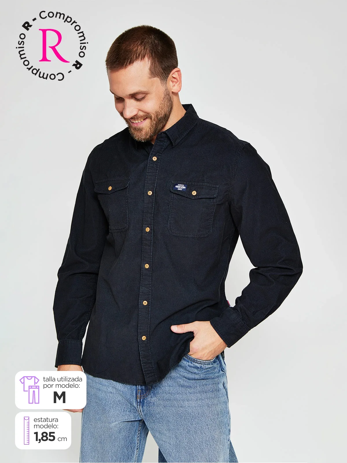 CAMISA HOMBRE ROBERT LEWIS MANGA LARGA COTELÉ - 1