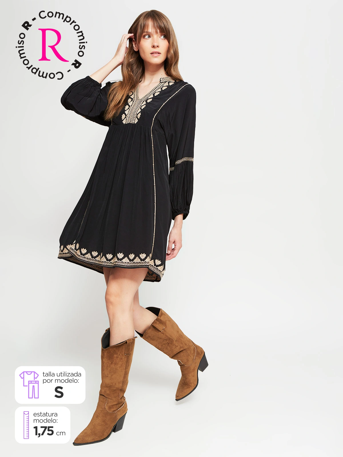 VESTIDO MUJER TATIENNE CORTO BORDADO - 1
