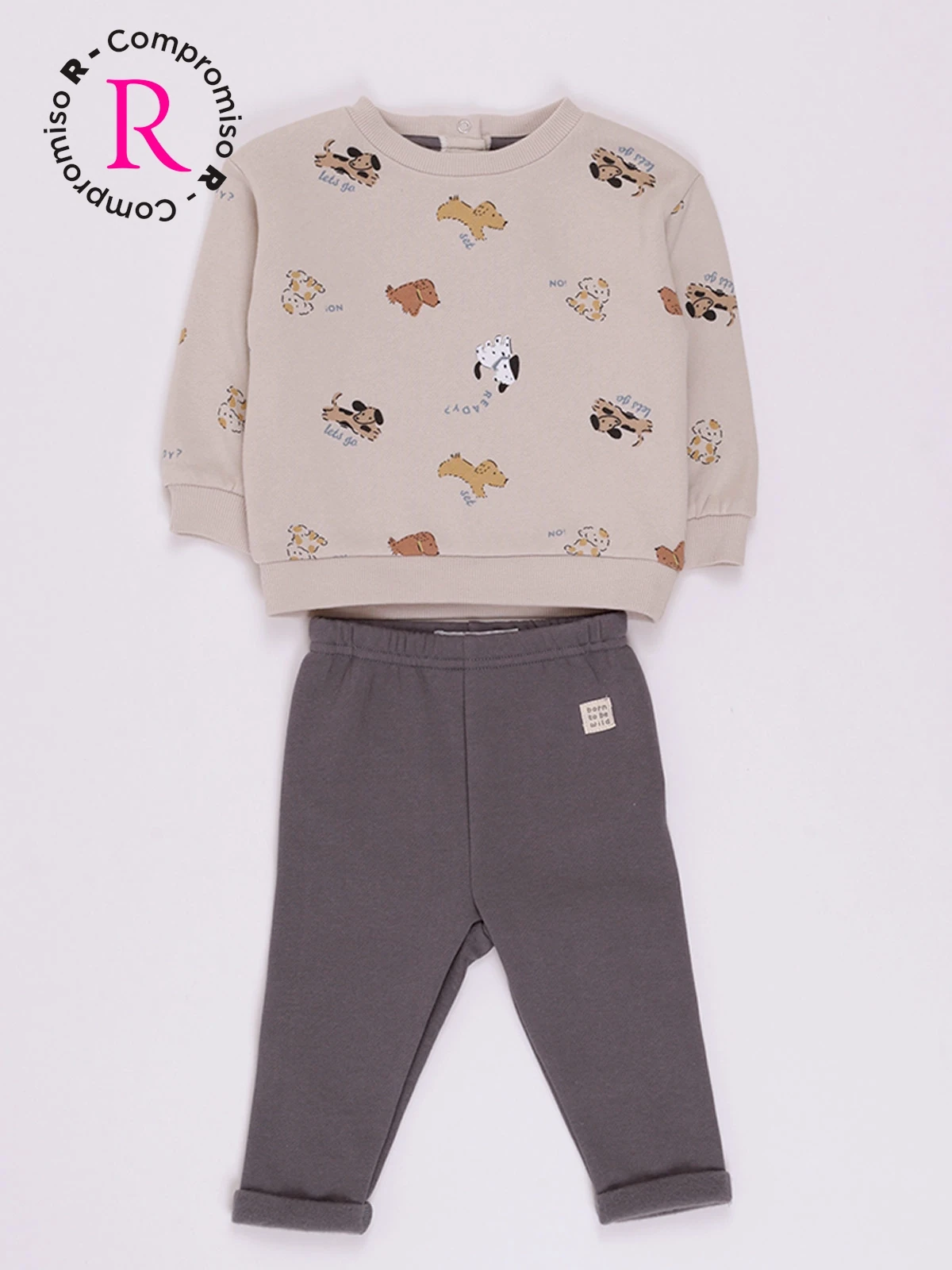 POLERÓN ESTAMPADO Y PANTALÓN DE BUZO - 1
