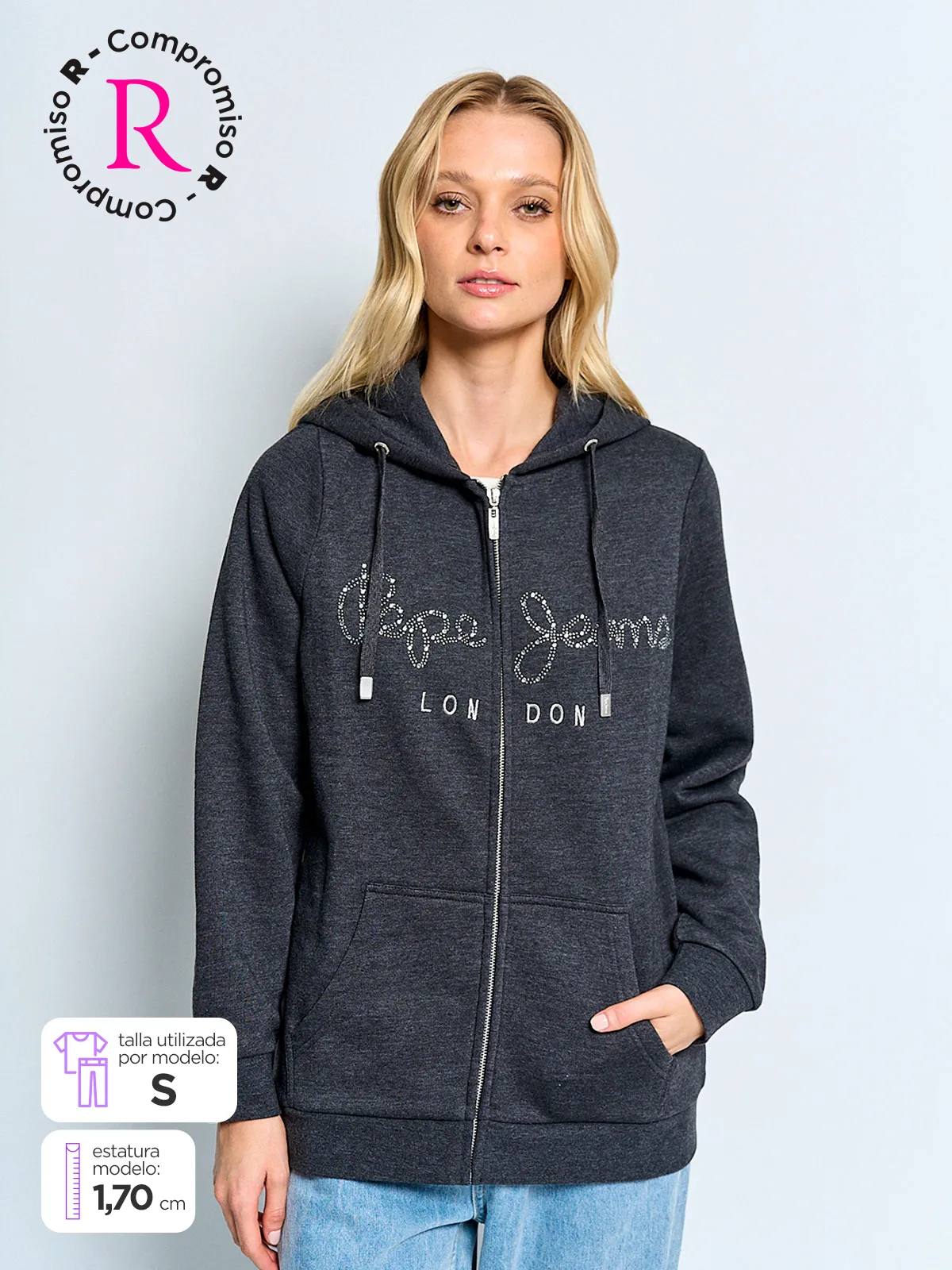 POLERÓN  MUJER PEPE JEANS ALGODÓN CAPUCHA BRILLOS - 1