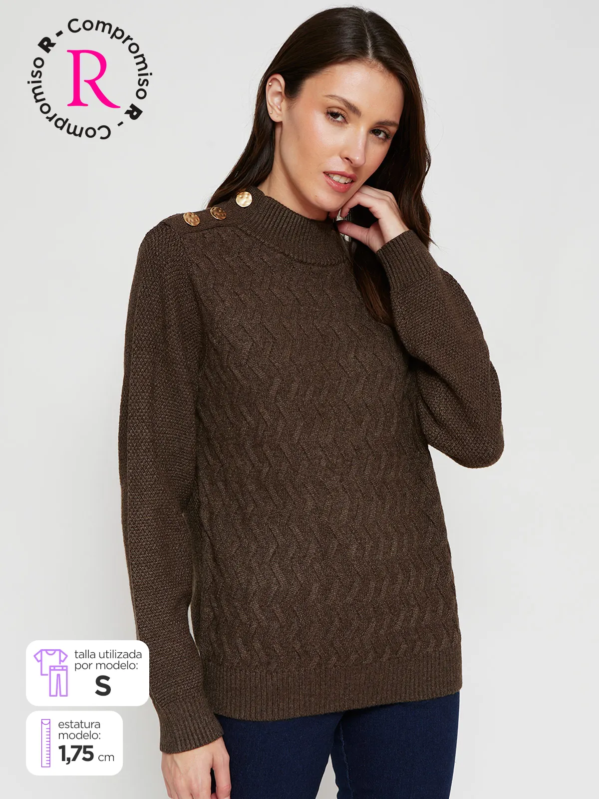SWEATER MUJER CACHAREL MANGA LARGA BOTONES - 1
