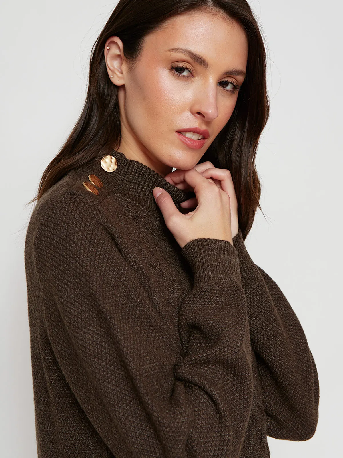 SWEATER MUJER CACHAREL MANGA LARGA BOTONES - 3