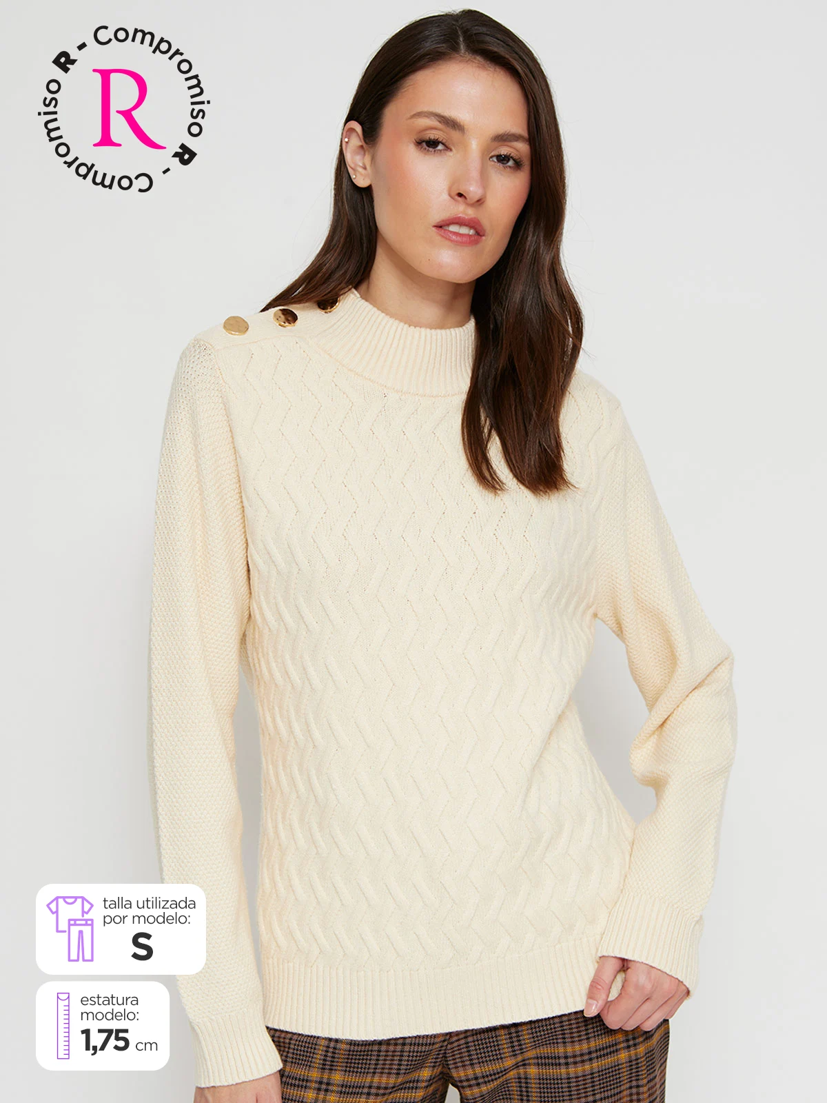 SWEATER MUJER CACHAREL MANGA LARGA BOTONES - 1