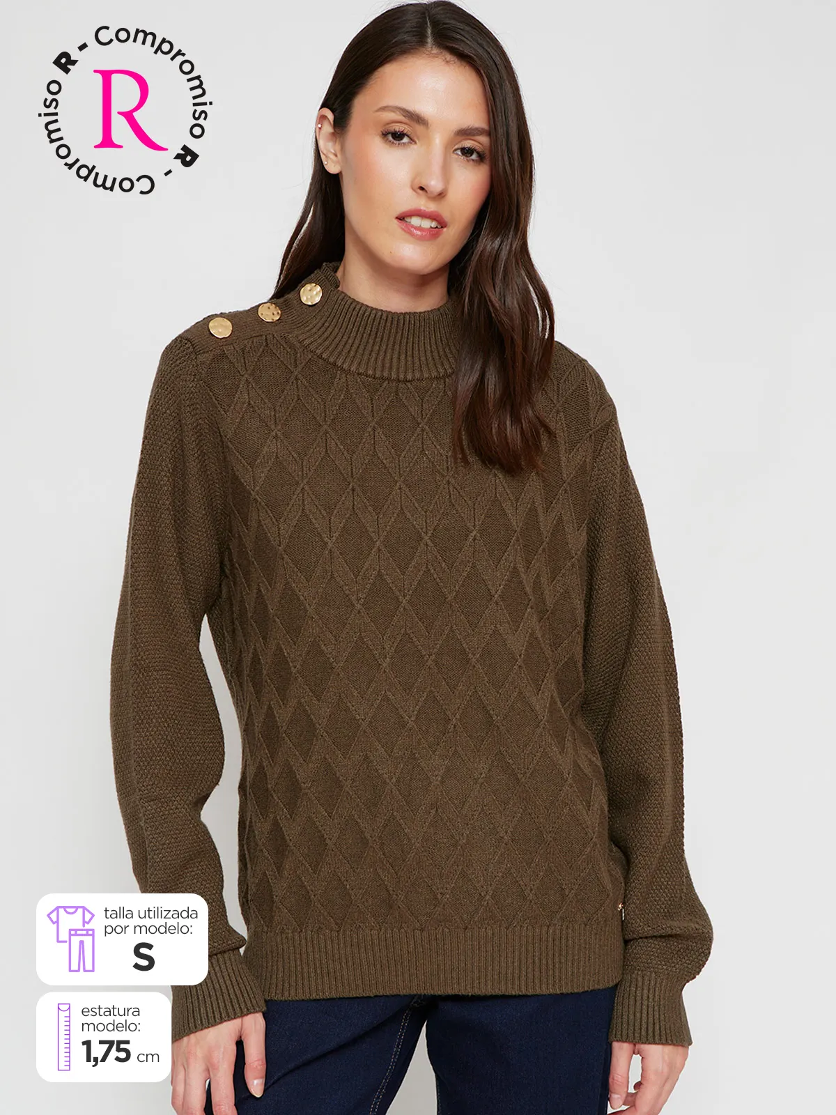 CACHAREL SWEATER MUJER CACHAREL MANGA LARGA BOTONES
