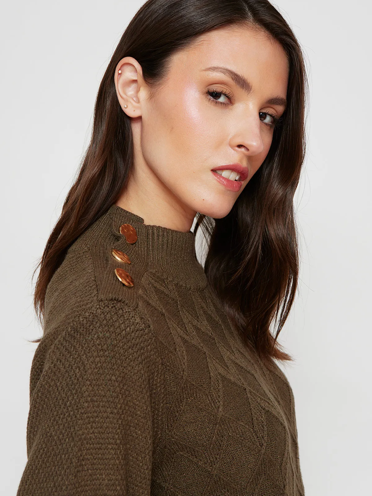 SWEATER MUJER CACHAREL MANGA LARGA BOTONES - 3