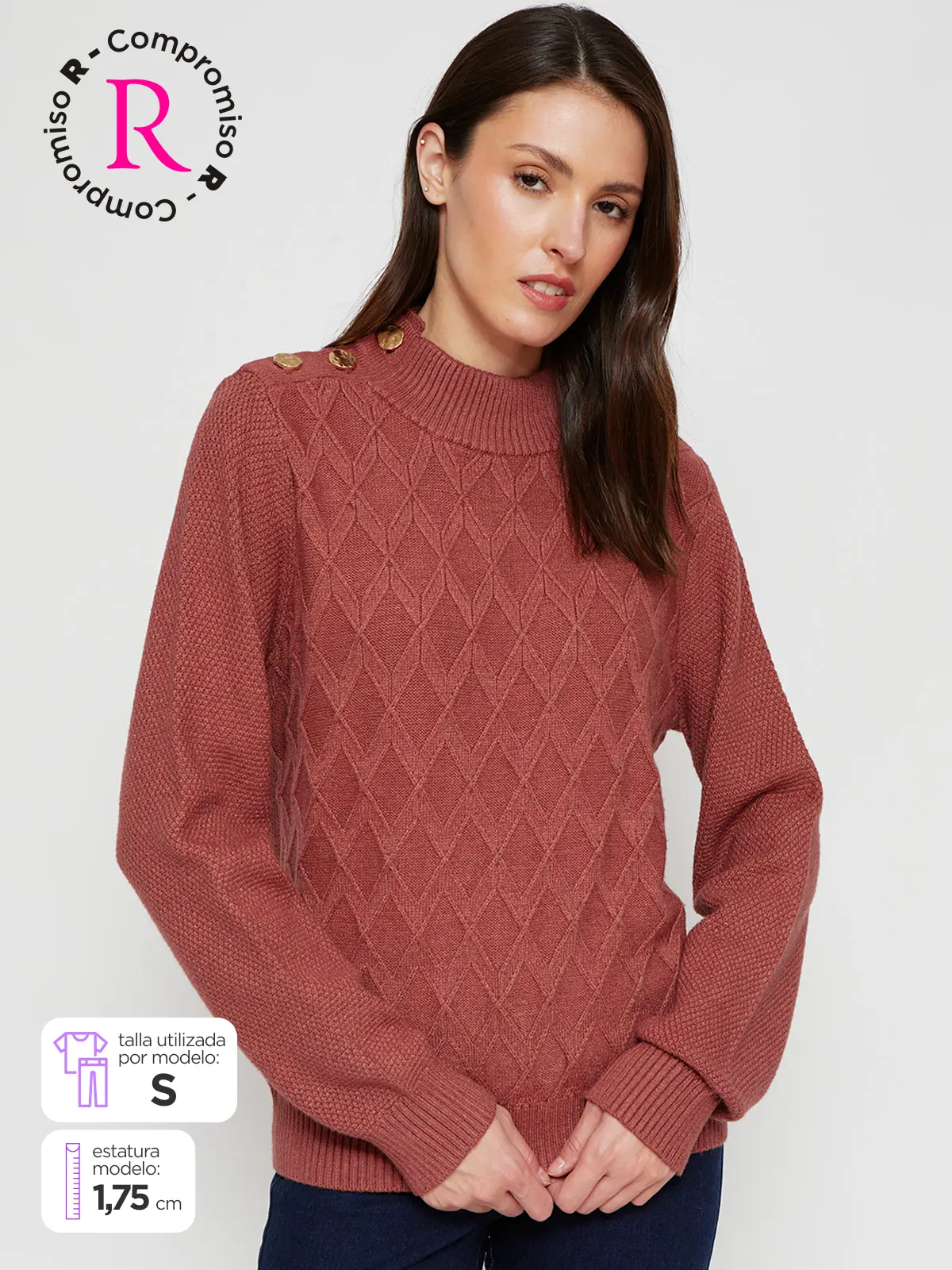 CACHAREL SWEATER MUJER CACHAREL MANGA LARGA BOTONES