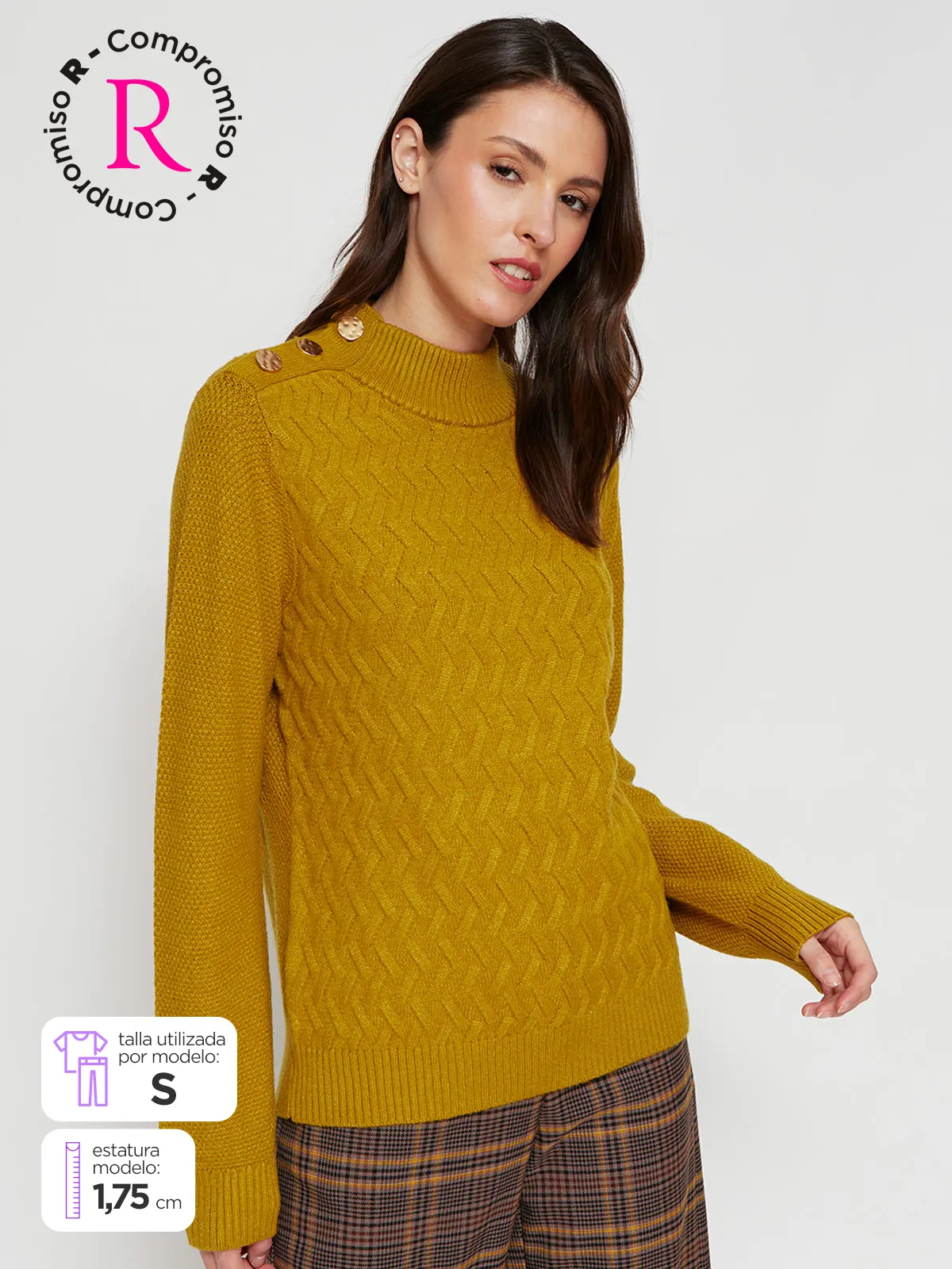 SWEATER MUJER CACHAREL MANGA LARGA BOTONES - 1