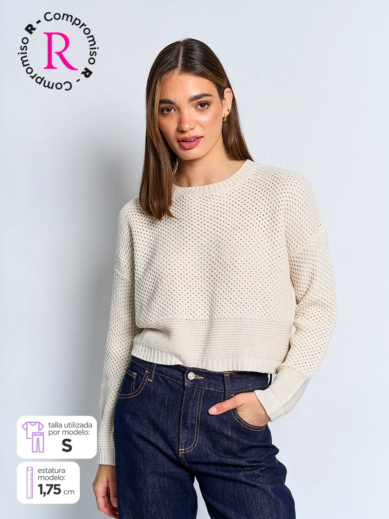 SWEATER MUJER INDEX MANGA LARGA LAZO - 1