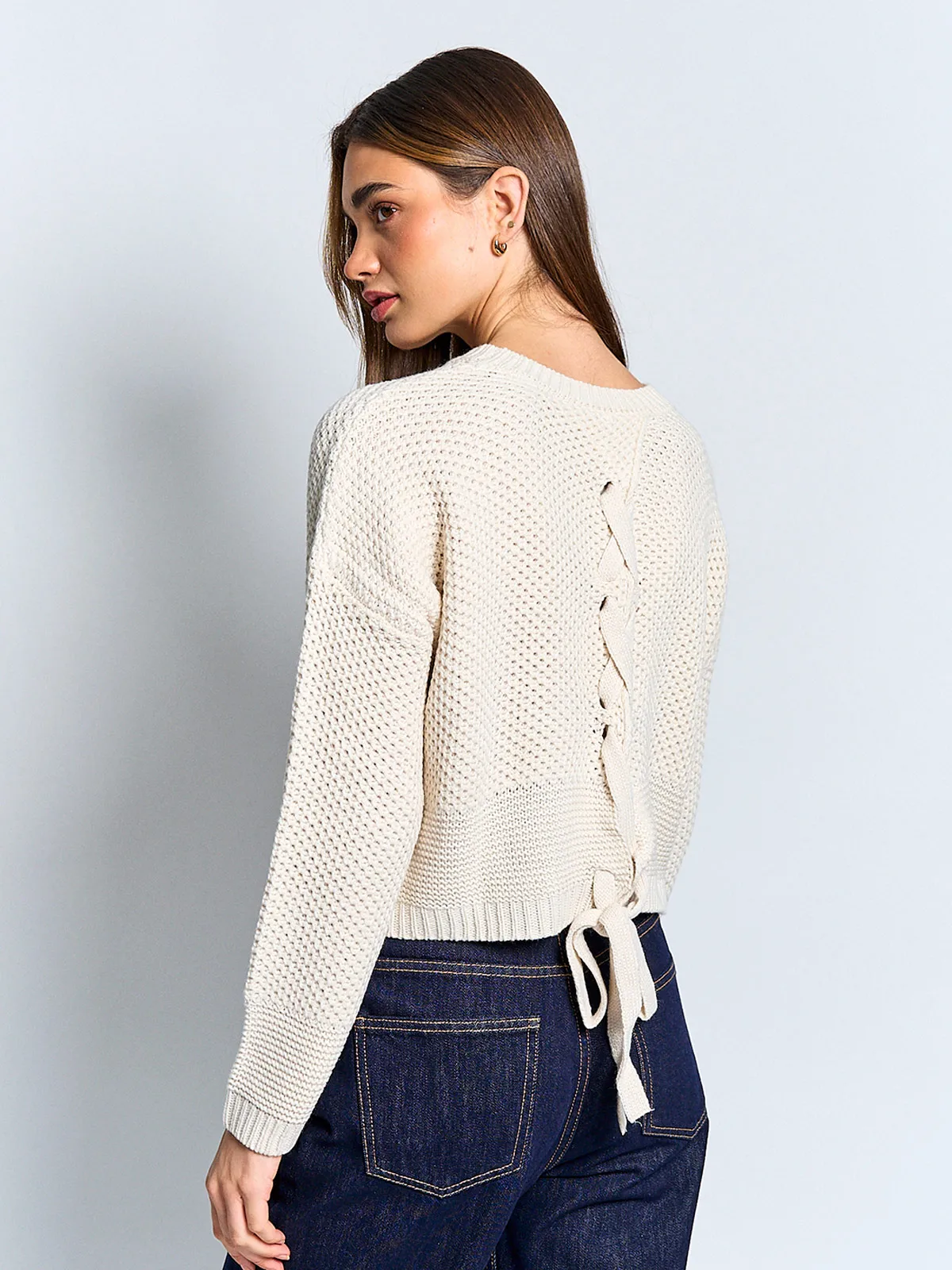 SWEATER MUJER INDEX MANGA LARGA LAZO - 2