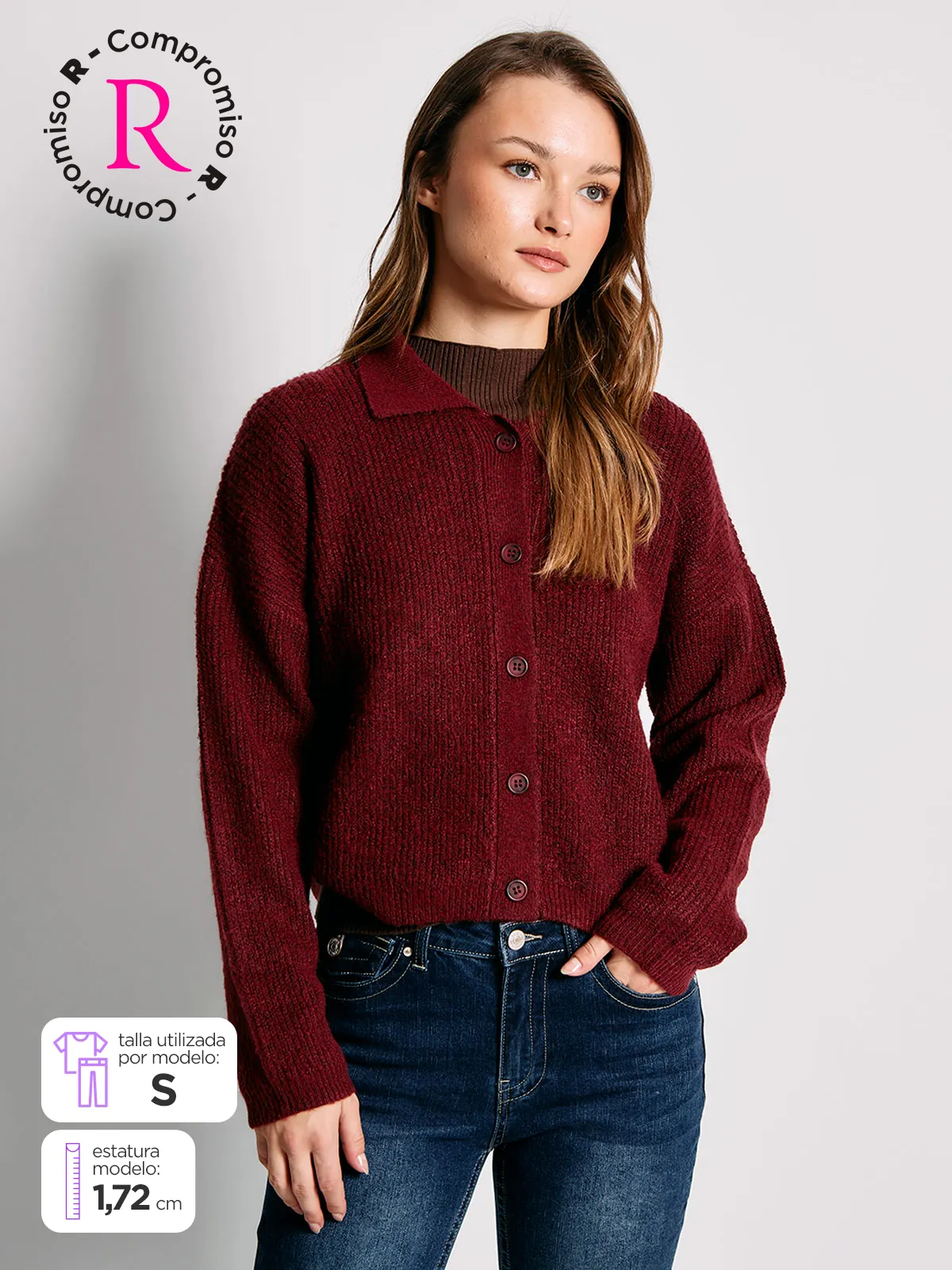 CARDIGAN MUJER INDEX CUELLO POLO BOTONES - 1