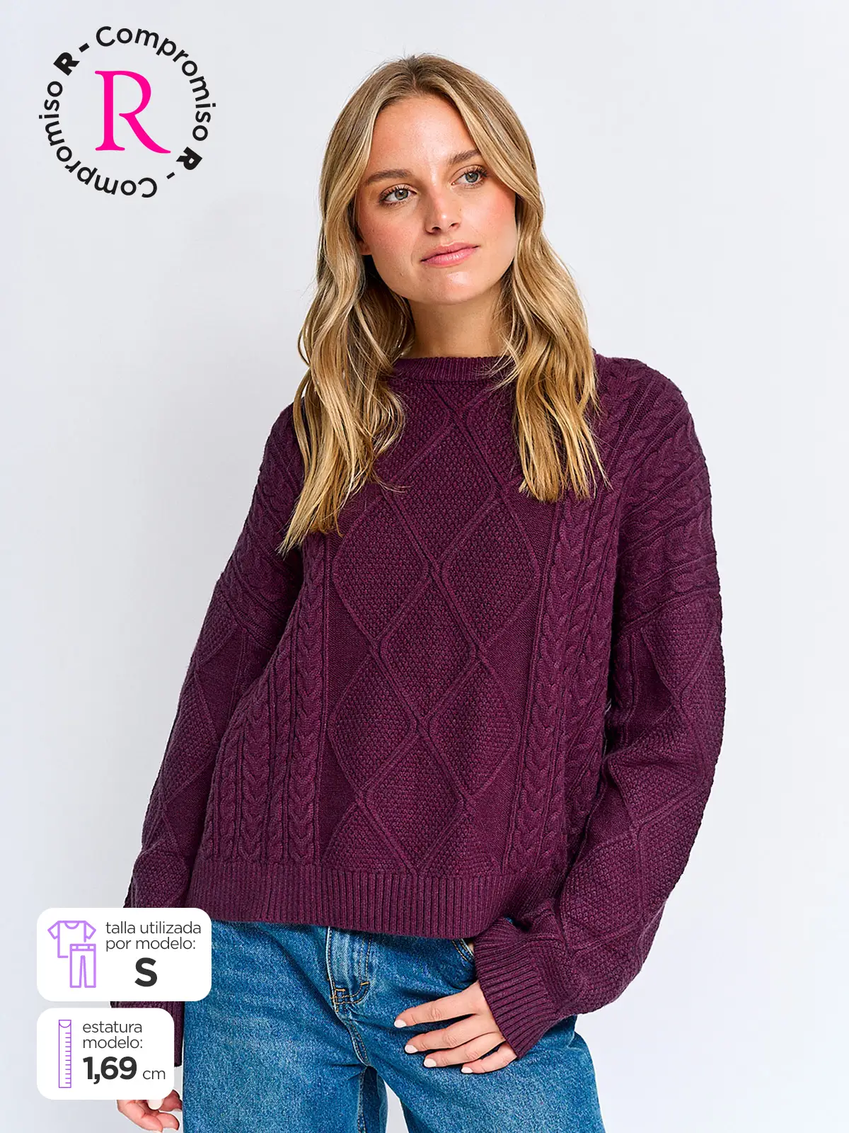 SWEATER MUJER INDEX MANGA LARGA TRENZADO - 1