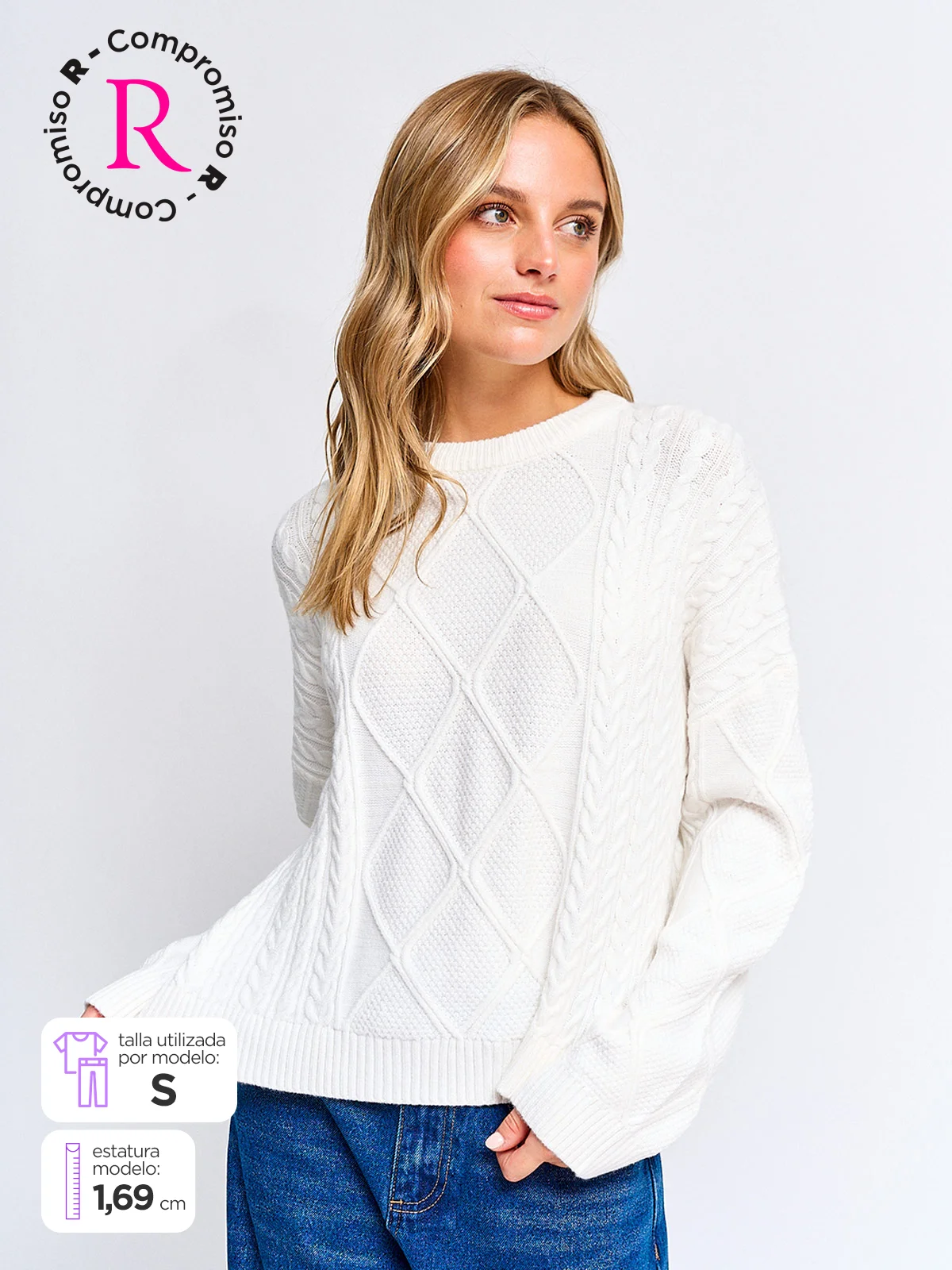 SWEATER MUJER INDEX MANGA LARGA TRENZADO - 1