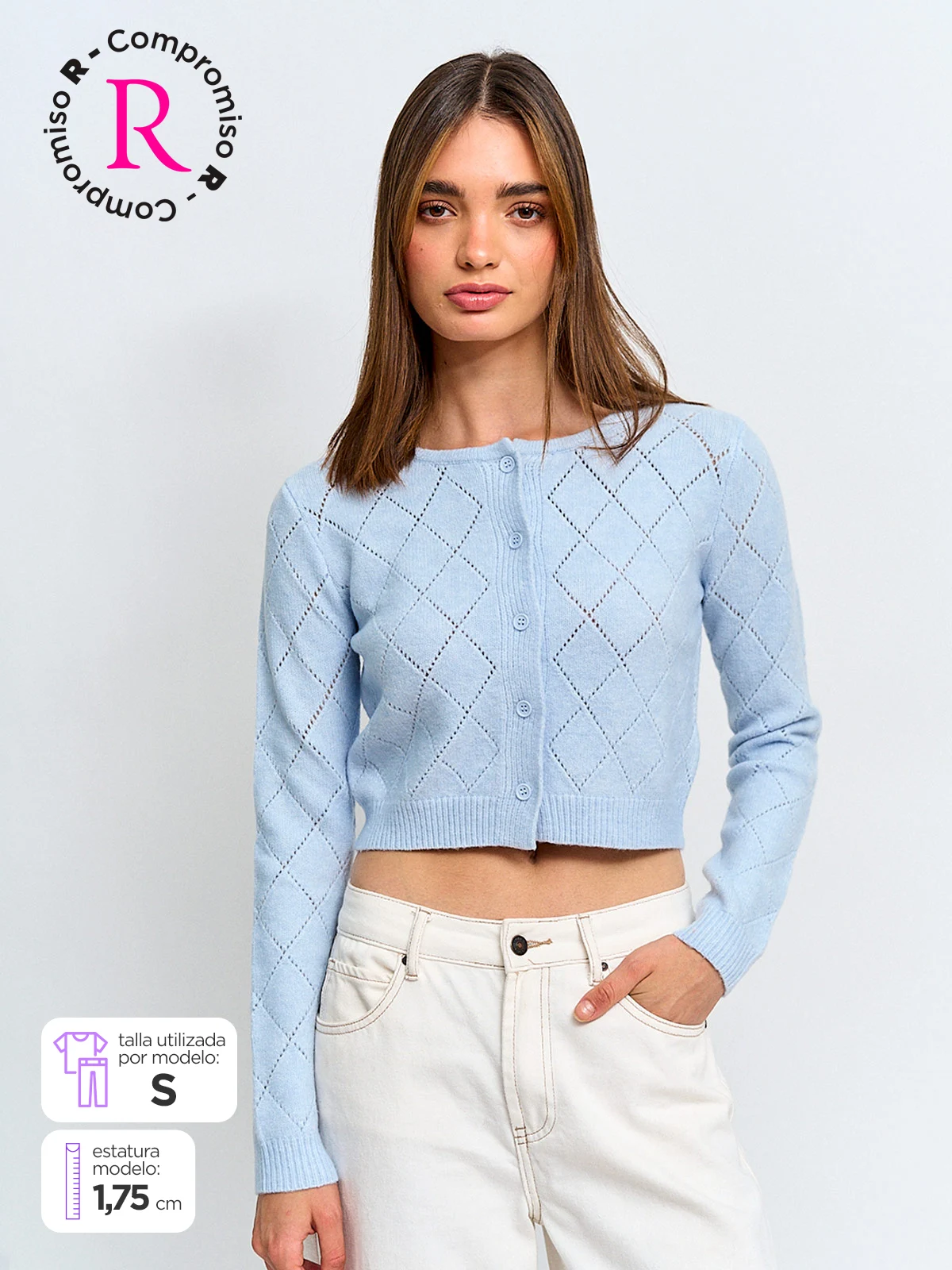 CARDIGAN MUJER INDEX CALADO BOTONES - 1