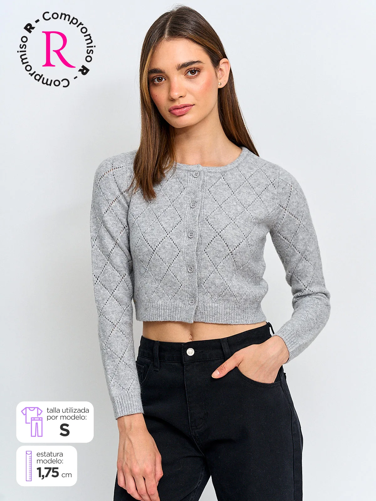 CARDIGAN MUJER INDEX CALADO BOTONES - 1
