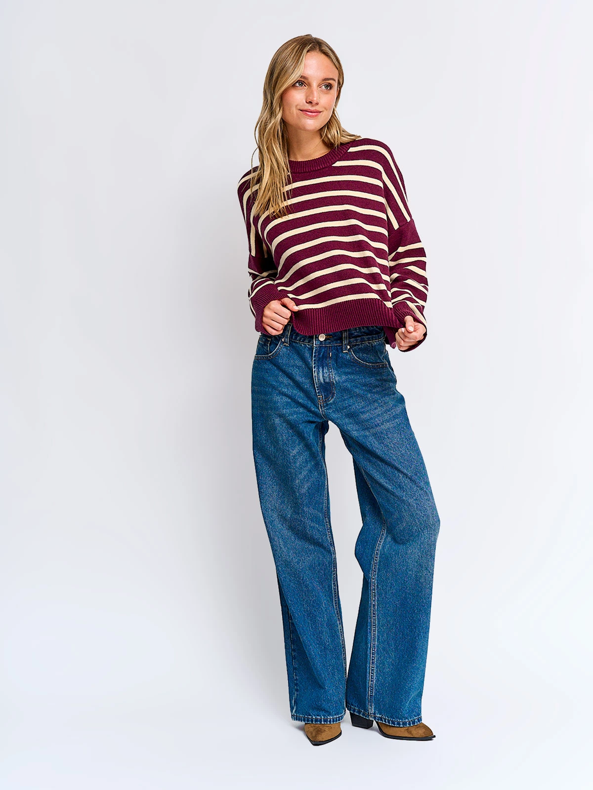 SWEATER MUJER INDEX MANGA LARGA RAYADO - 4