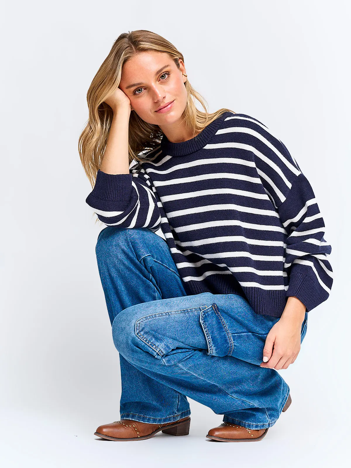 SWEATER MUJER INDEX MANGA LARGA RAYADO - 4