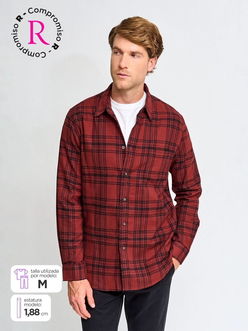 CAMISA HOMBRE KENNETH STEVENS ALGODÓN MANGA LARGA FRANELA - 1