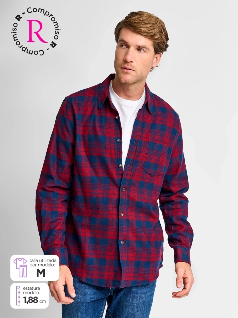 CAMISA HOMBRE KENNETH STEVENS ALGODÓN MANGA LARGA FRANELA - 1