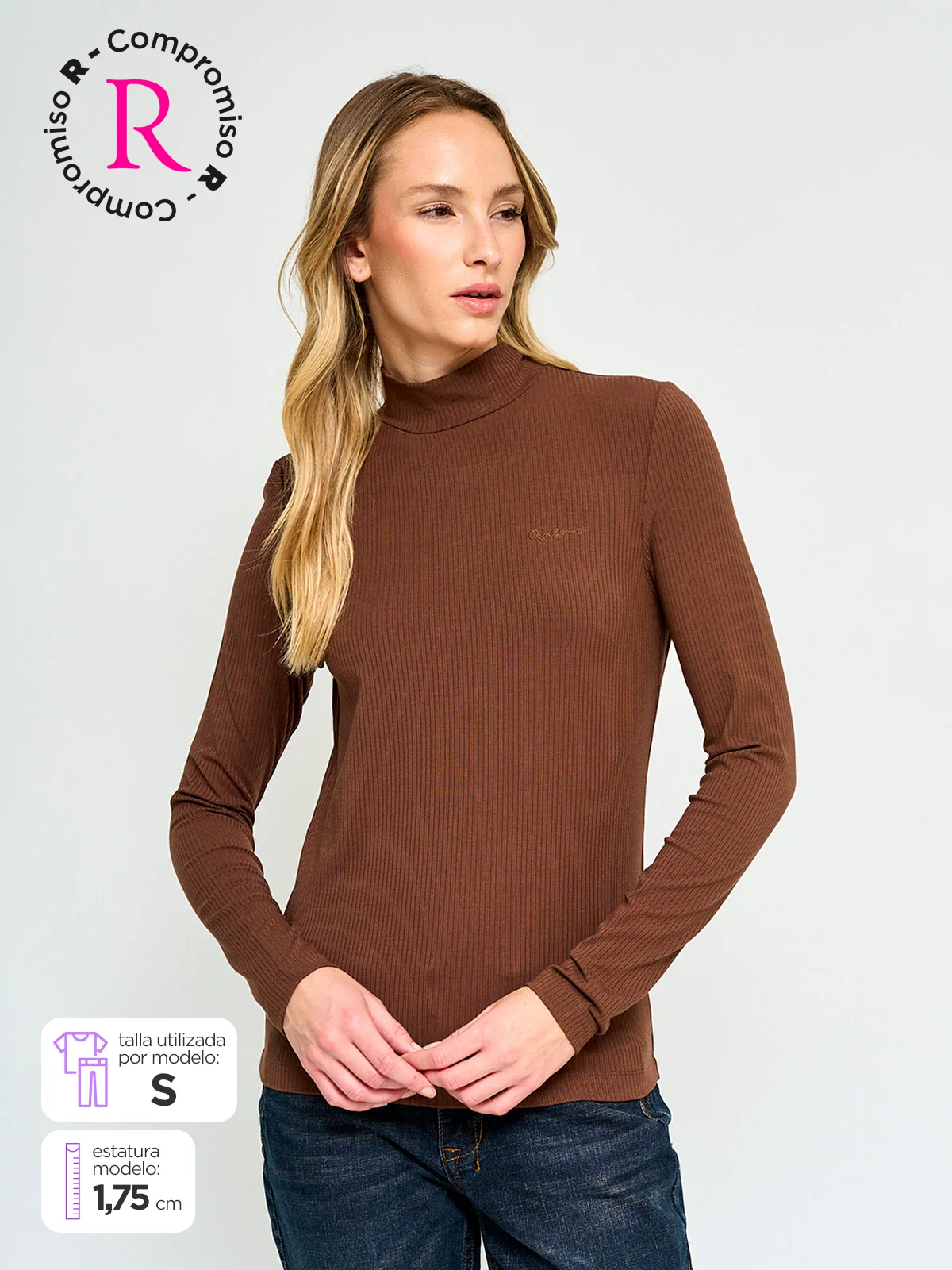 POLERA MUJER PEPE JEANS CUELLO MOCK MANGA LARGA - 1