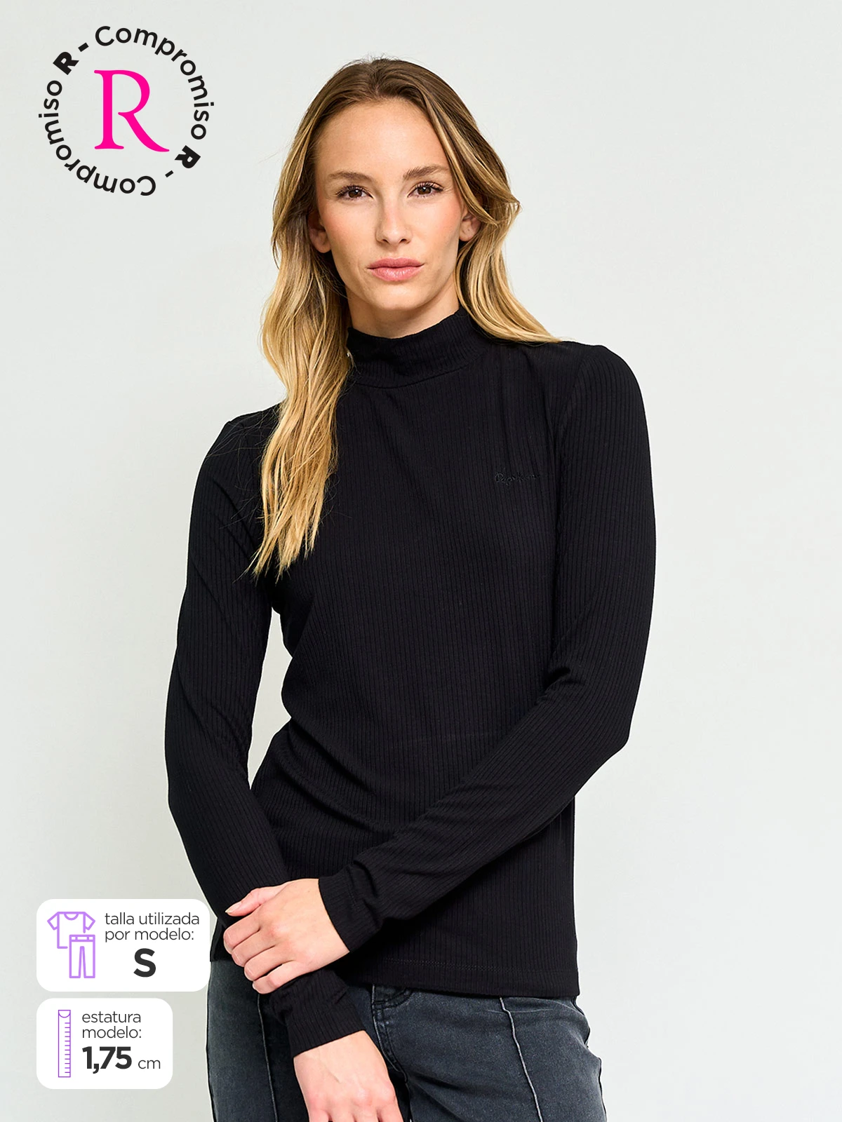 POLERA MUJER PEPE JEANS CUELLO MOCK MANGA LARGA - 1