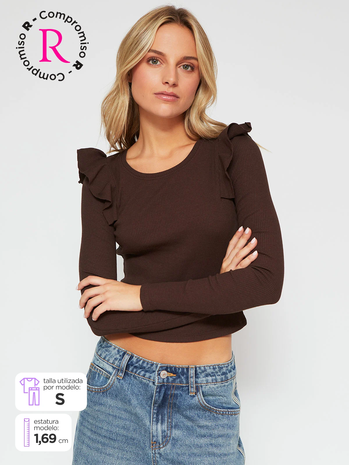 POLERA MUJER INDEX ALGODÓN MANGA LARGA BÁSICA VUELOS