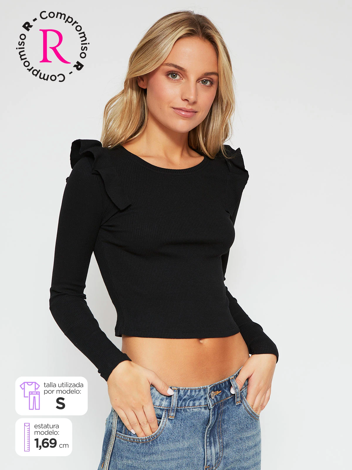 POLERA MUJER INDEX ALGODÓN MANGA LARGA BÁSICA VUELOS - 1