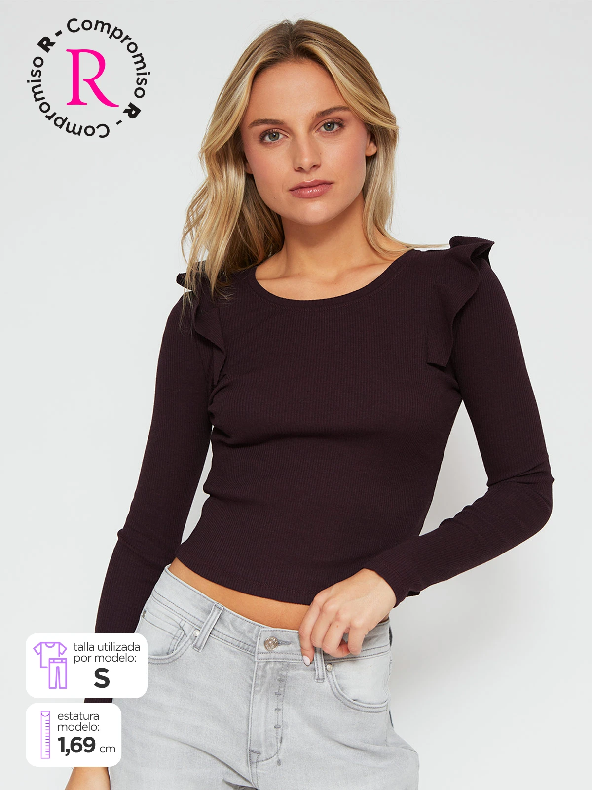 POLERA MUJER INDEX ALGODÓN MANGA LARGA BÁSICA VUELOS