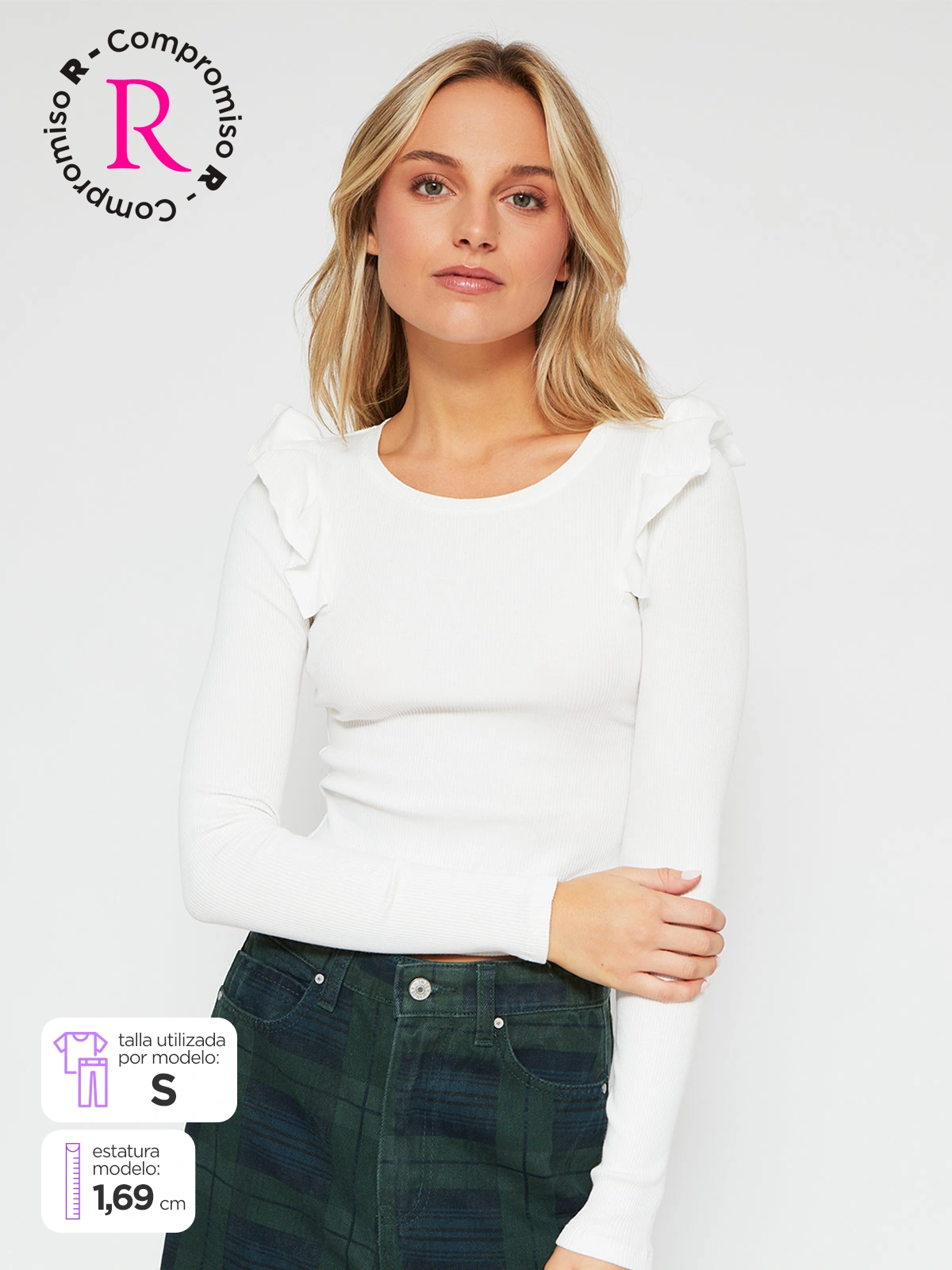 POLERA MUJER INDEX ALGODÓN MANGA LARGA BÁSICA VUELOS - 1