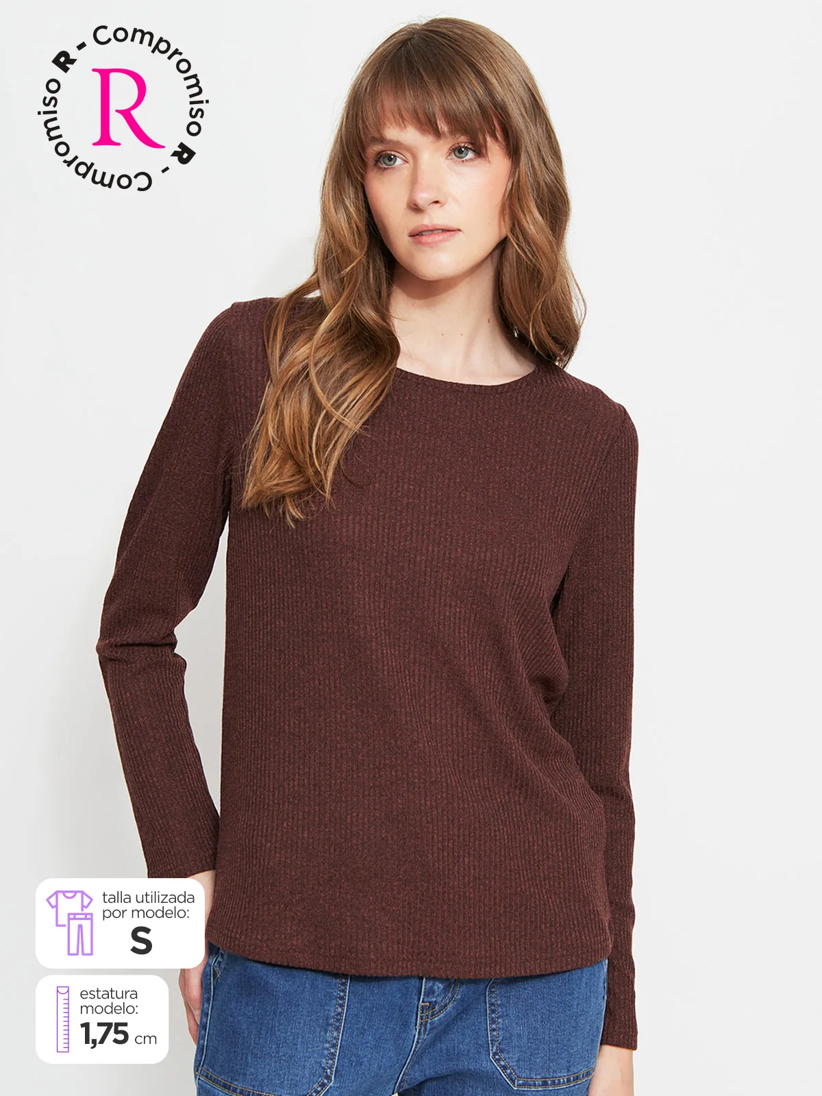 POLERA MUJER AZIZ MANGA LARGA BÁSICA - 1