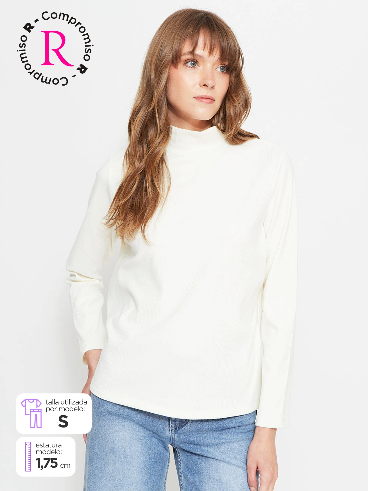 POLERA MUJER AZIZ MANGA LARGA BÁSICA - 1