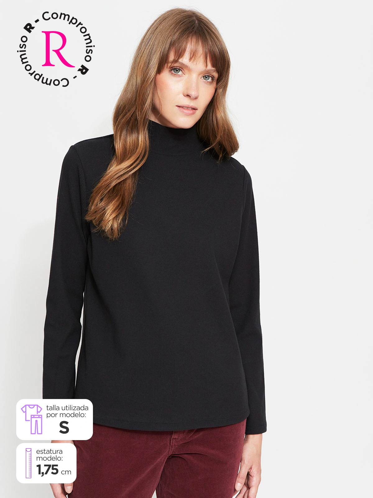 POLERA MUJER AZIZ MANGA LARGA BÁSICA - 1