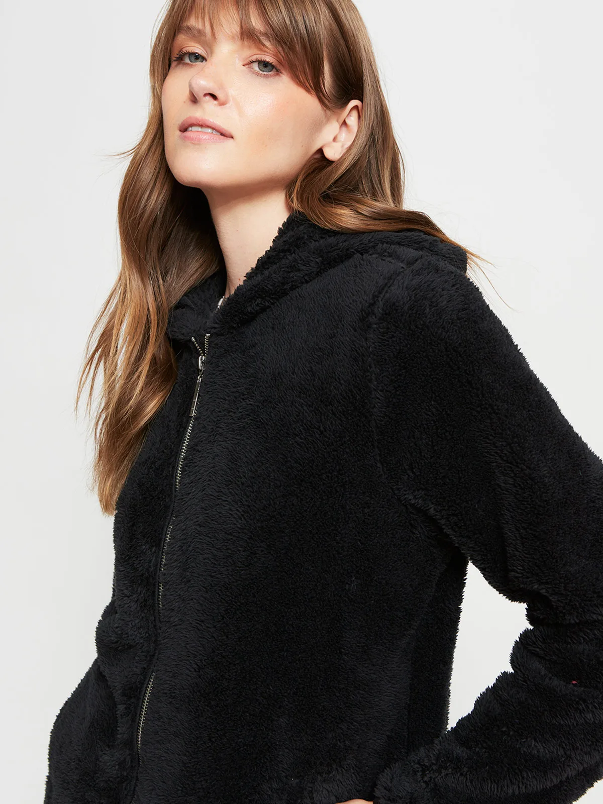 POLERÓN MUJER AZIZ MANGA LARGA SHERPA GORRO - 3