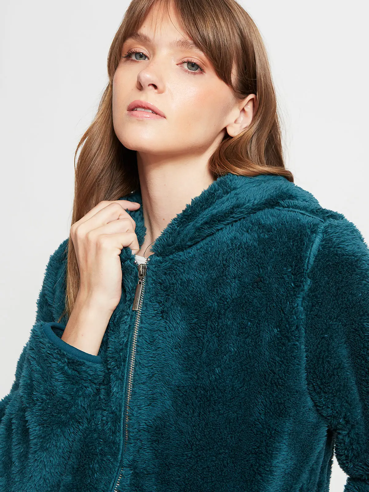 POLERÓN MUJER AZIZ MANGA LARGA SHERPA GORRO - 3